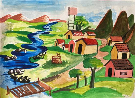 Painting  by Amruta Bhusum - My Village - 12