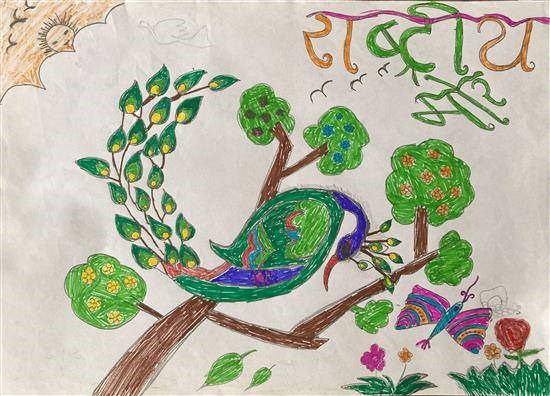 India's National Bird, painting by Arpita Jambekar