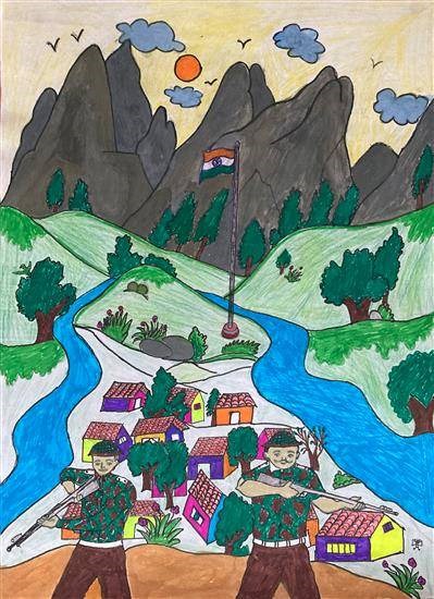 Soldier, painting by Kavita Bhilavekar