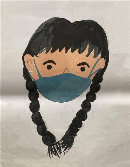 Painting  by Nisha Palave - Girl wearing mask