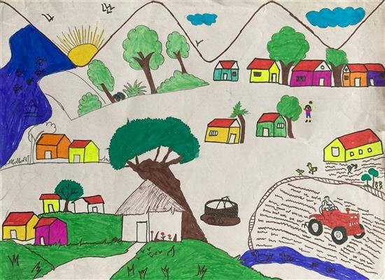 My Village - 8, painting by Pravin Kasdekar
