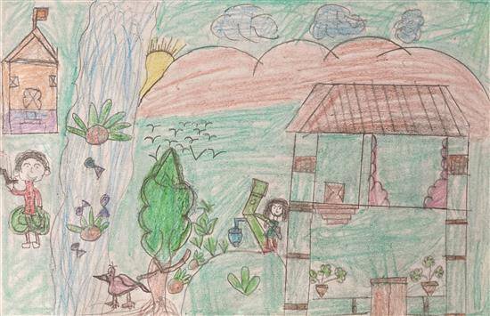 Painting  by Malati Uike - My home premises - 2