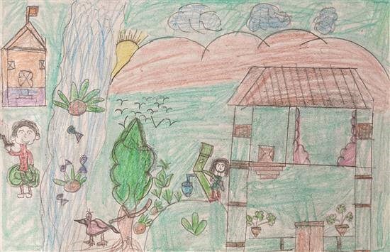 My home premises - 2, painting by Malati Uike