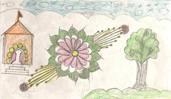 Temple, painting by Rukhama Kasdekar