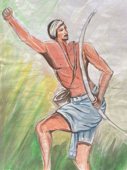 Painting  by Nishant Kumare - Tribal Man