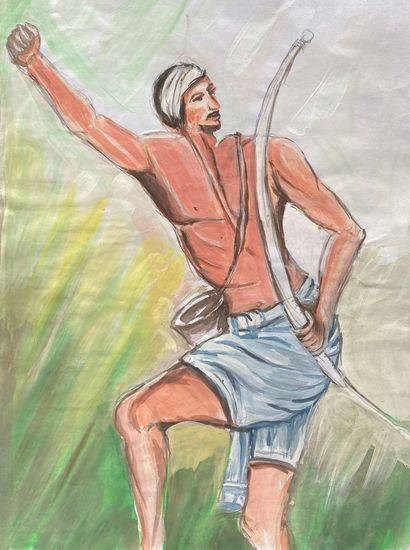 Tribal Man, painting by Nishant Kumare