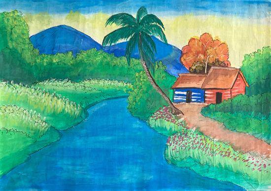 Painting  by Avinash Karmoda - Blue Scenery