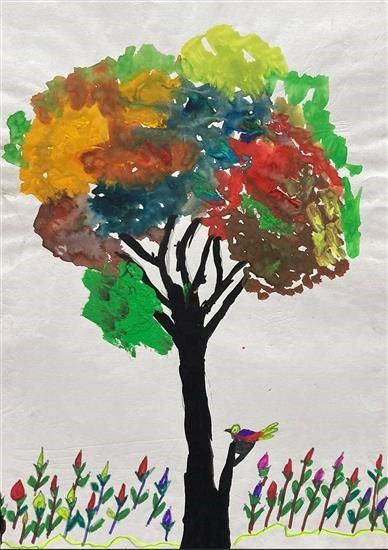 Colorful tree, painting by Asmita Patkar