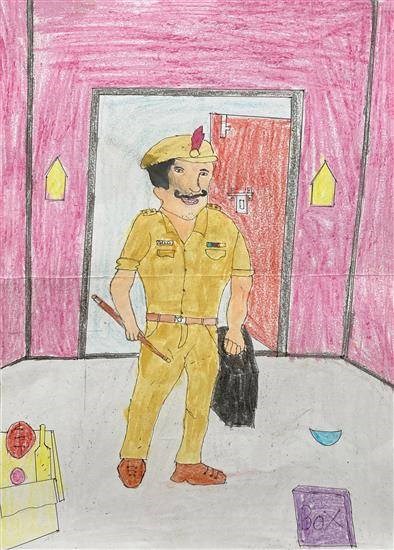 Police Inspector - 1, painting by Gautam Rohankar