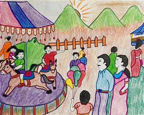 The fair, painting by Tejas Bhondava