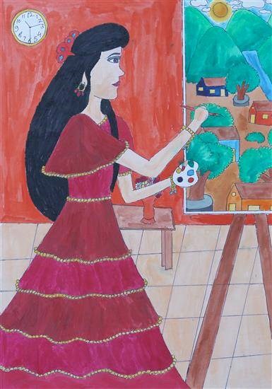 A painting artist, painting by Darshana Tumbada