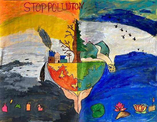 Stop pollution, painting by Kavita Madavi