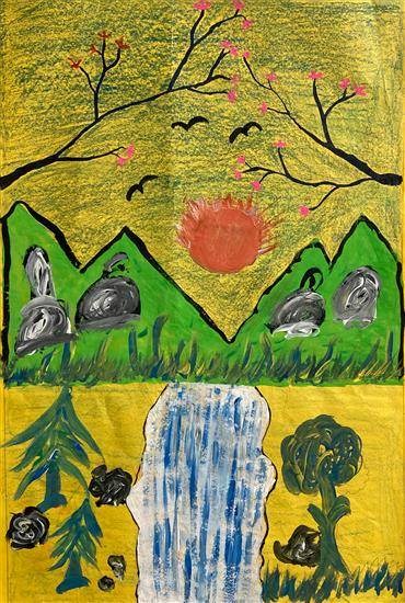 Golden Morning, painting by Jivan Netam