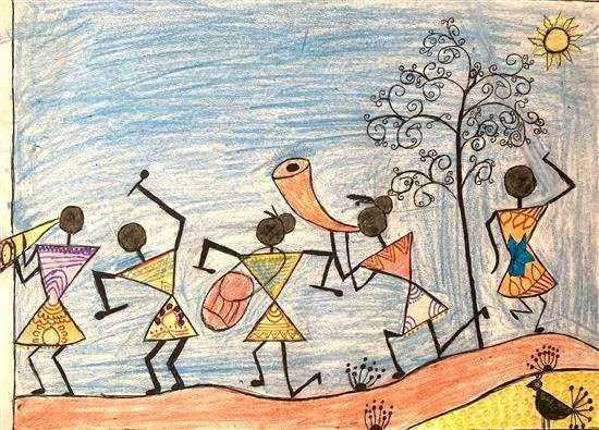 Tribal Music, painting by Saniya Kodape