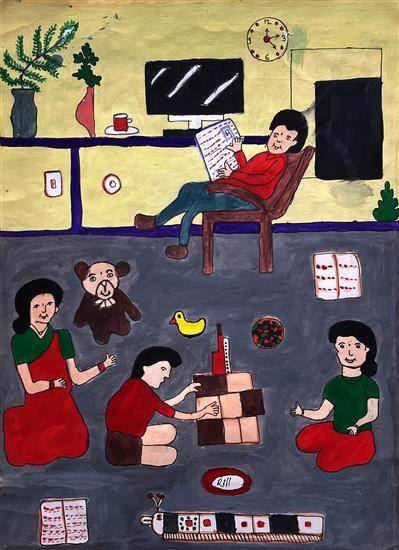 Family time, painting by Jogeshwari Jambhule