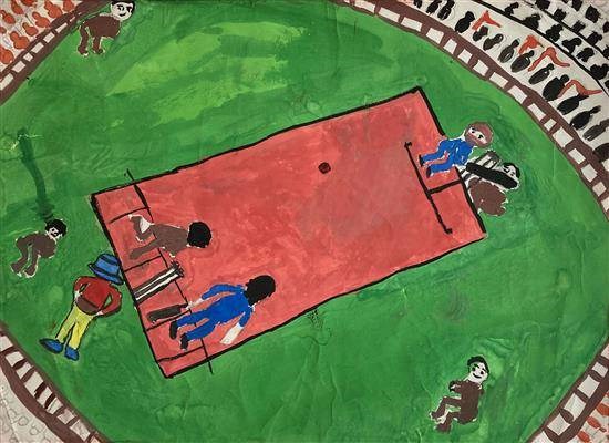 My favorite game - Cricket, painting by Manish Jivtode