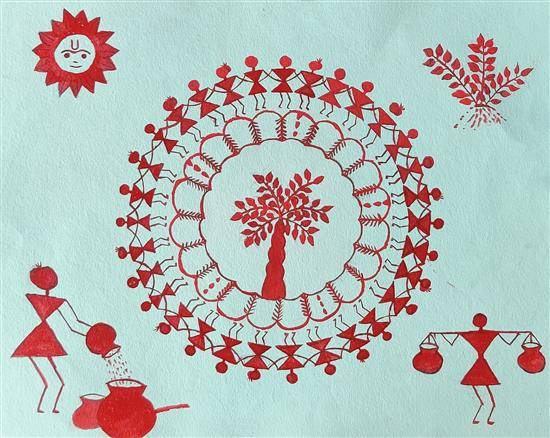 Painting  by Vanita Bhandare - Tribal Life - 7