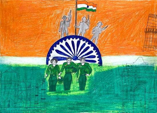 Nation protector - Indian army, painting by Yogita Gaikwad