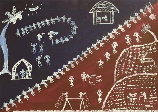 Day Night of Warli, painting by Ajay Darode