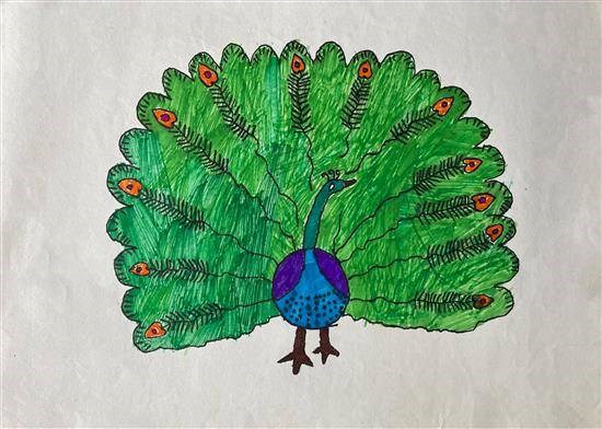 Dancing Peacock, painting by Ganesh Dive