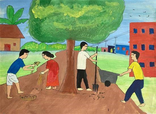 Clean Village Mission, painting by Jivan Impal