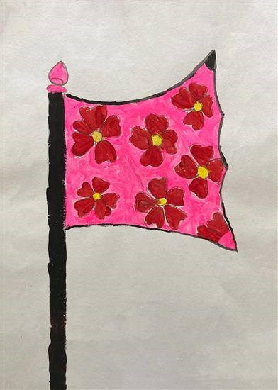 Pink fan, painting by Dimpal Satale