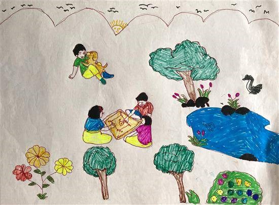 Children enjoying holidays, painting by Tulasa Randhe