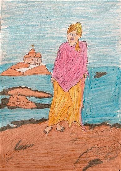 Swami Vivekanand, painting by Tejaswini Jadhav