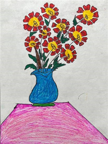 Colorful flowers, painting by Nisha Gayakwad