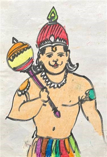 Jay Hanuman, painting by Pankaj Pawar