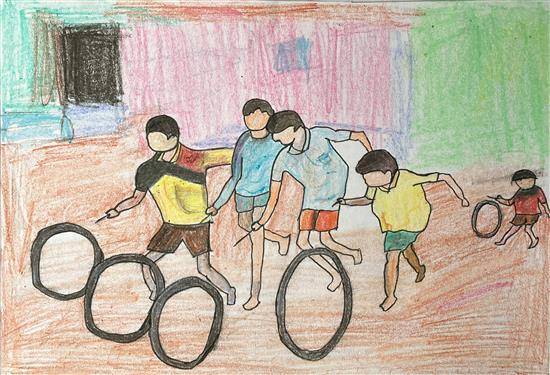 Painting  by Premkumar Bhangare - Tire game