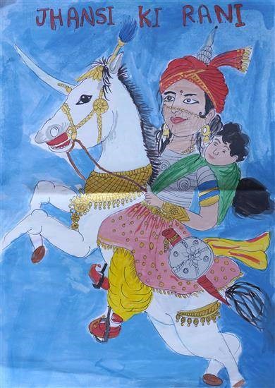 Jhansi ki Rani, painting by Bhagyashree Bagad