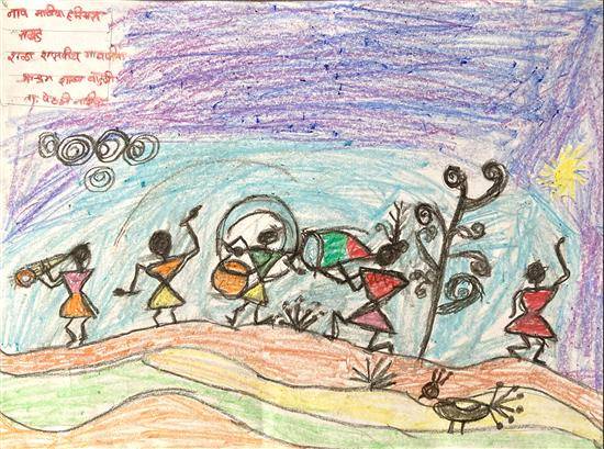 Painting  by Manisha Rakhad - Tribal Dancers