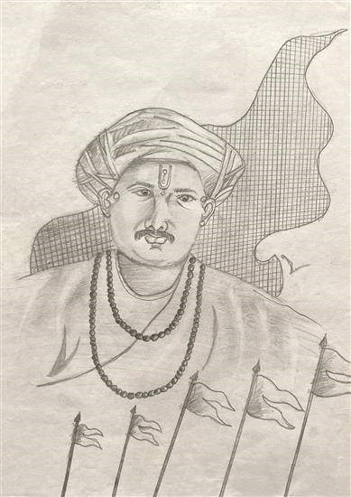 Sant Tukaram Maharaj, painting by Mukta Bhale