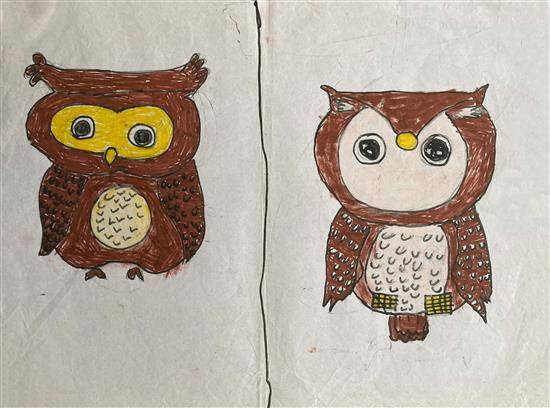 Painting  by Rohini Bhoye - Two Owls