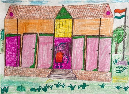 My pink school, painting by Lakhan Paradhi