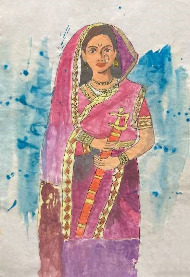 Veermata Jijabai, painting by Sakshi Padekar