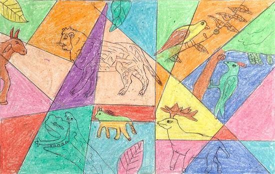 Animal's rectangle, painting by Somnath Hindole