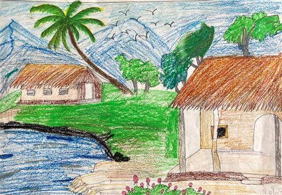 My Village - 17, painting by Disha Adga
