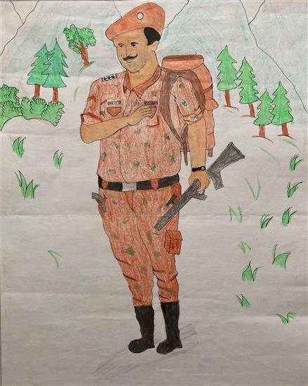 Soldier, painting by Pradip Godhale