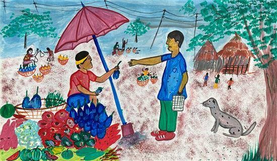 Vegetable Market - 3, painting by Priyanka Gavali