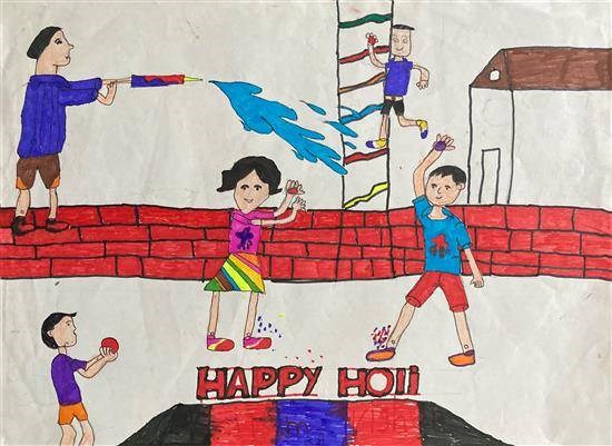 Happy holi, painting by Pritam Vighne