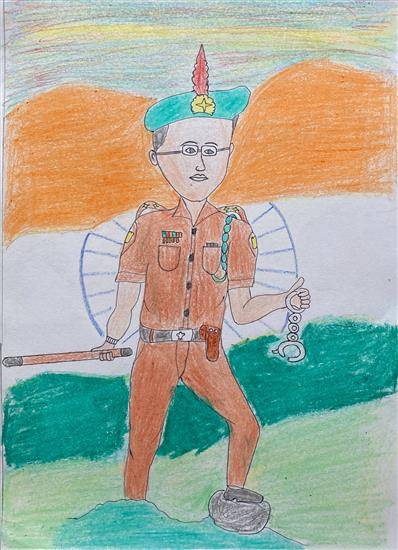 Painting  by Mahendra Tumbada - Indian Police