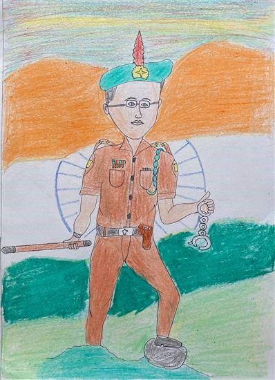 Indian Police, painting by Mahendra Tumbada