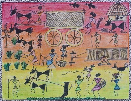 My tribal area, painting by Monali Irim