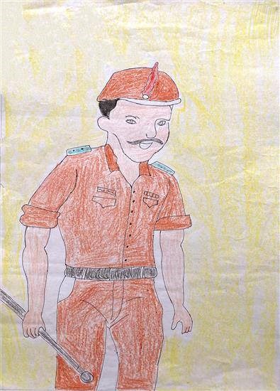 My dream is to be a Police, painting by Rahul Rabad
