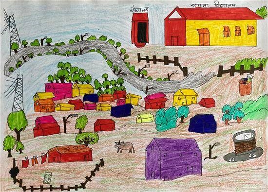 My Village - 18, painting by Sahil Baswat