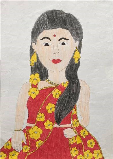 Portrait of lady, painting by Harshali Madha