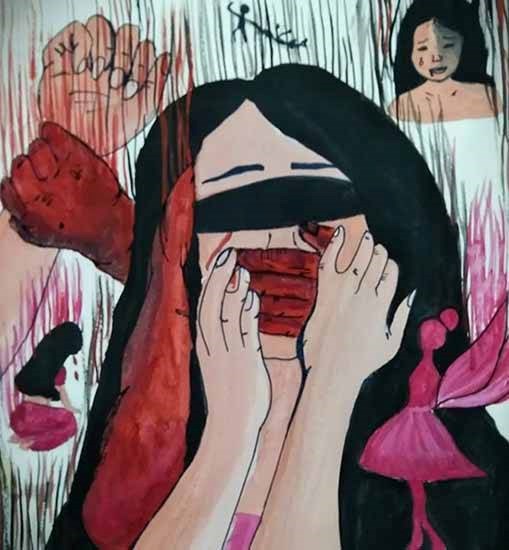 Stop rape, painting by Kangna Garg