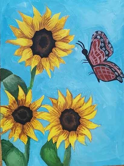 Painting  by Adelina Petrova - Sunflowers